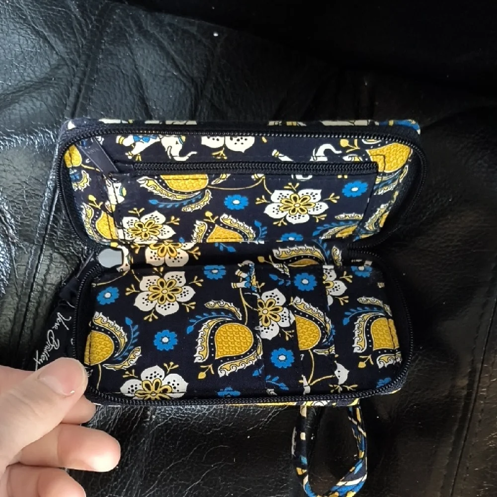 Vera Bradley Navy, Yellow & Blue Floral Wristlet - Picture 2 of 2